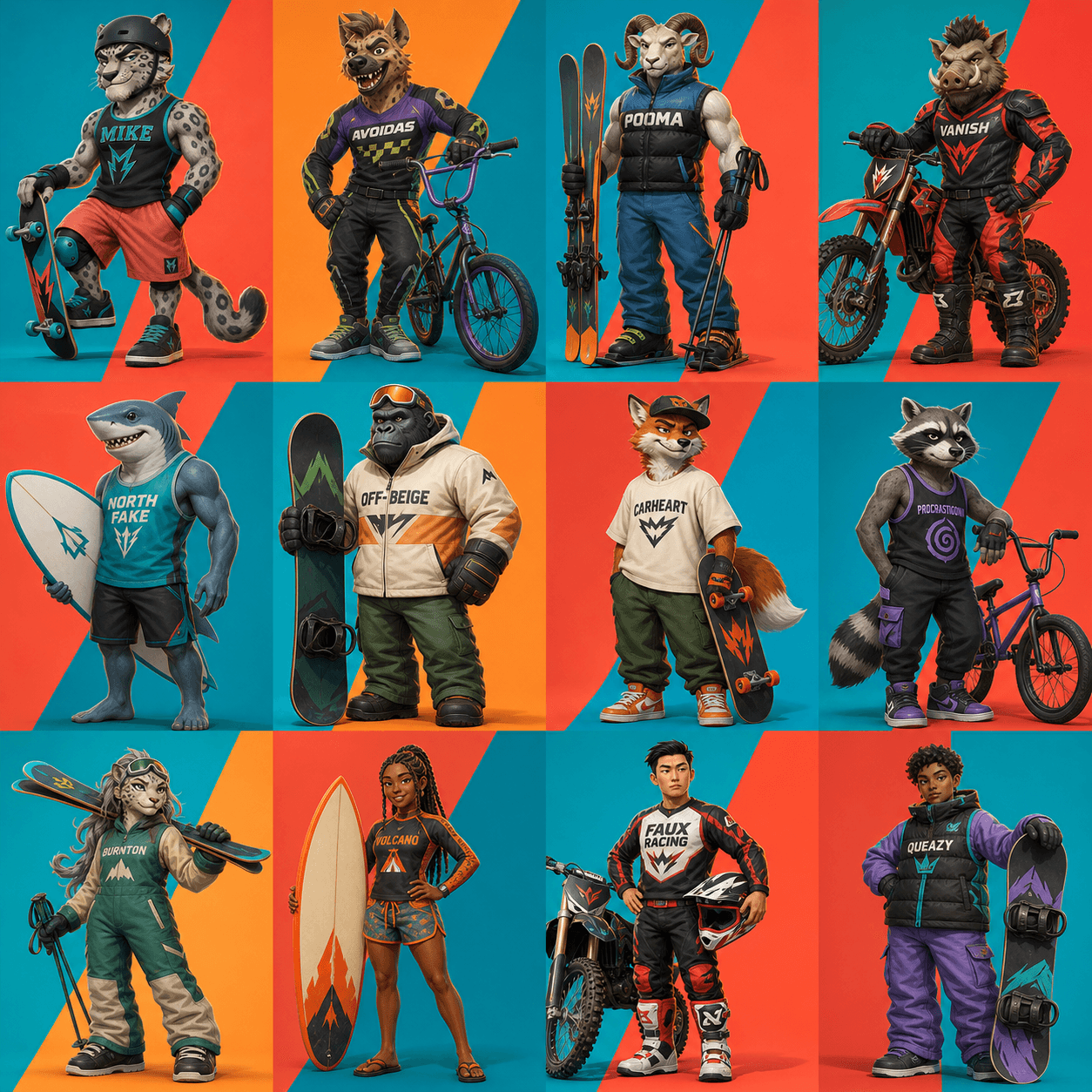 Twelve representative Gravity Goons across six action sports