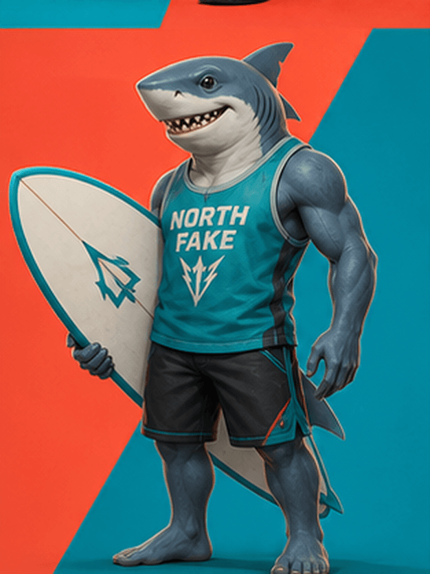 NORTH FAKE Shark Surfing concept athlete