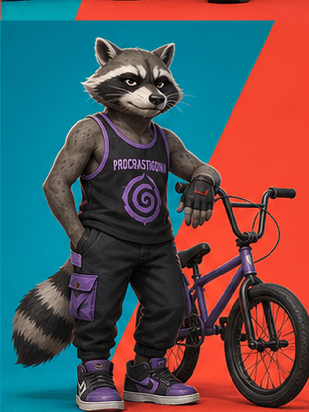PROCRASTIGONIA Raccoon BMX concept athlete